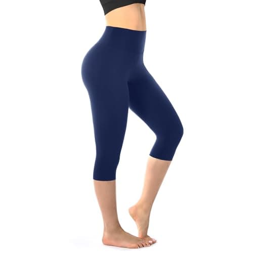 Walifrey Capri Leggings for Women, Buttery Soft High Waisted Leggings for Gym Yoga Workout (Navy LXL) - Image 1