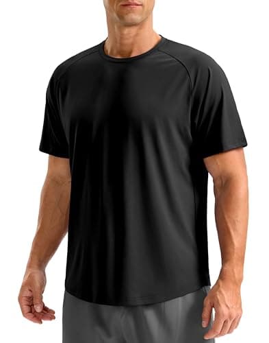 Soothfeel Mens Workout Shirts Quick Dry Athletic Running T-Shirts Short Sleeve Cooling Moisture Wicking Gym Active Tee Tops Black S - Image 1