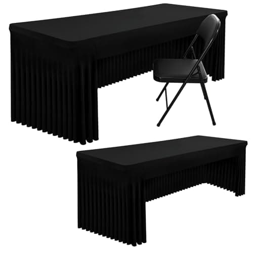Smiry 2 Pack Spandex Open Back Tablecloth,Elastic Fitted Stretch Tablecloth for 6FT Rectangle Tables,Waterproof Washable Table Cover Skirt for Wedding, Banquet & Parties (Black, 72Lx30Wx30H Inch) - Image 1