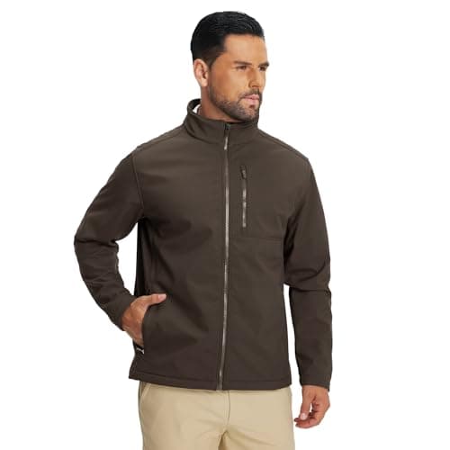 M MAELREG Men's Softshell Golf Jacket Zip Pockets Lightweight Water Resistant Fleece Lined Jackets Winter Outdoor - Image 1
