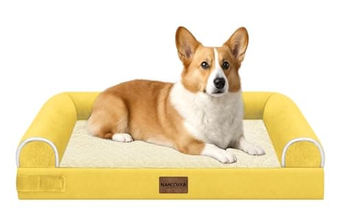Medium Large Dog Bed Orthopedic Washable: Beds Bolster Medium Large Sized Dog Bed Egg Crate Foam Couch Sofa Waterproof with Removable Cover - Ginger - Image 1