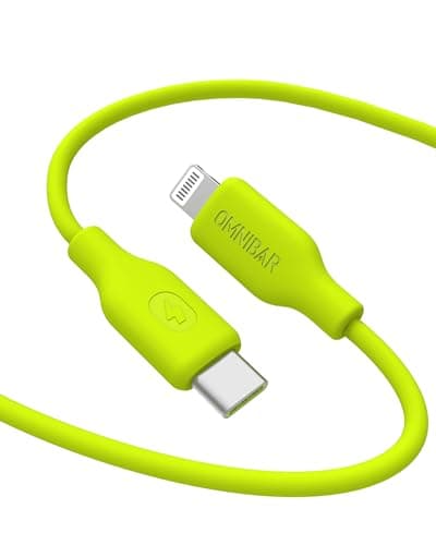 Omnibar USB C to Lightning Cable (6FT, Silicone), Apple MFi Certified iPhone Charger Fast Charging Cable, Charger Cord Type C to Lightning Cable for iPhone 14/13/12/11/XR iPad Air/Mini/Pro, Lime Green - Image 1
