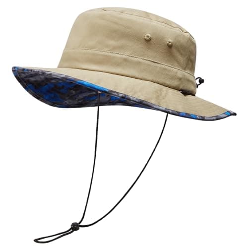 UVSAI UPF 50+ Foldable Sun Hat Patterned Under Brim Bucket Hats for Summer Hiking Fishing Beach Safari Men Women Khaki - Image 1
