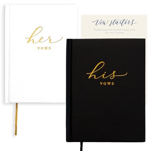 J&A Homes Wedding Vow Books His and Hers – Perfectly Sized, Hardcover Vow Booklets with Gold Foil Lettering – Vows Book Her & Him, Wedding Essentials Idea, Wedding Registry Gifts (Black Ivory, Gold) - Image 1
