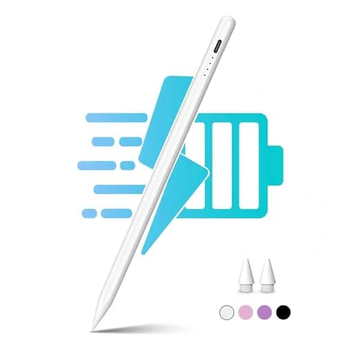 Selouj Stylus Pen for iPad 2018-2025, 2X Fast Charge Pencil, Pixel-Perfect Precision, Palm Rejection Tilt Sensitivity, Active Pen for iPad 6/7/8/9/10, Mini 5/6, Air 3/4/5/M4,Pro 11''/12.9''/13'',White - Image 1