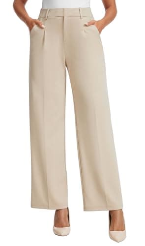 AVAMO Womens Dress Pants Wide Leg Stretchy Work Pants Women High Waisted Business Casual Trousers Slacks with Pockets Khaki - Image 1