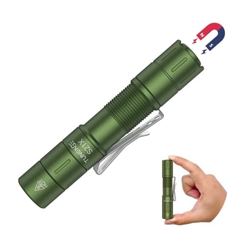 TUNENGE S21X Mini EDC Flashlight Rechargeable with Clip, 880 Lumens Super Bright AA Pocket Flashlight, Tactical Tail Switch & Magnet, 5 Mode Compact Light for Emergency, Outdoor, Camping(Green) - Image 1