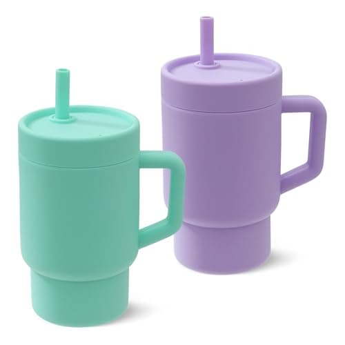 DLOCCOLD Silicone Straw Cup, Adorable Miniature Tumbler with Straw Handle, Tumbler Cup, 10oz, Easy to Clean