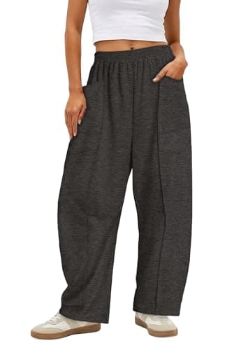 Magritta Women's Barrel Sweatpants Women Casual Wide Leg Pants with Elastic Waist and Pockets Carbon Black X-Small - Image 1