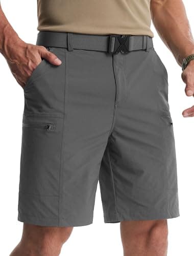 Libin Men's Hiking Cargo Shorts 9" Quick Dry Lightweight Travel Golf Shorts Outdoor with Multi Pockets, Grey, 42W/9L - Image 1
