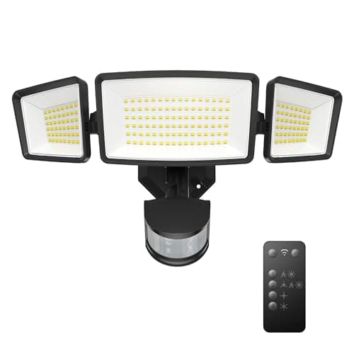 TECKNET Flood Security Motion Sensor Outdoor Lights, 4200LM 150LEDS Lights Outdoor with Wireless Remote Control, IP66 Waterproof - 1 Pack, Black - Image 1