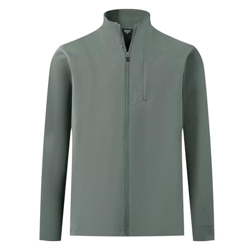 MAELREG Mens Jacket with Zipper Pockets Casual Stylish Lightweight Softshell Jacket Men for Golf Work Windbreaker - Image 1