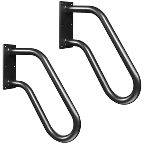 Handrails Wall Mount Stair Safety Handle Non-Slip Step Metal U-Shape Grab Yard Mounted Garage Porch Garden Hand Railings Powder Coated Heavy Duty Indoor or Outdoor Safe Bars (2 Pack) - Image 1