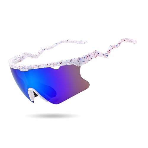 FEISEDY Sunglasses for Men and Women, Polarized Large Retro Rimless Glasses for Baseball, Cycling, Sports (B4073, White Frame/Blue Mirror) - Image 1