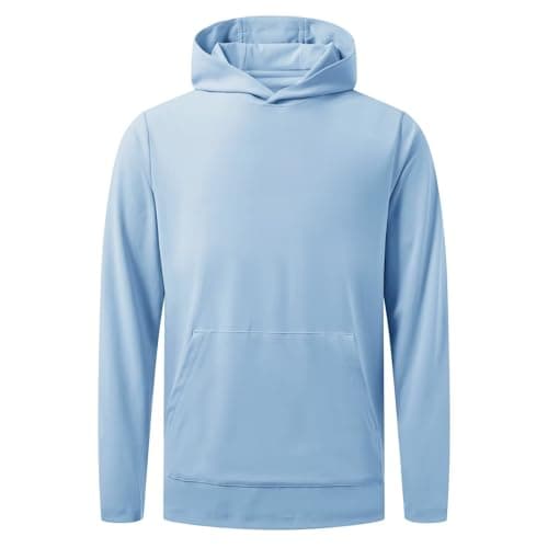 M MAELREG Boys Hoodie Long Sleeve Kids Hooded Sweatshirt Moisture Wicking Active Youth Hoodie with Kangaroo Pocket Light Blue - Image 1