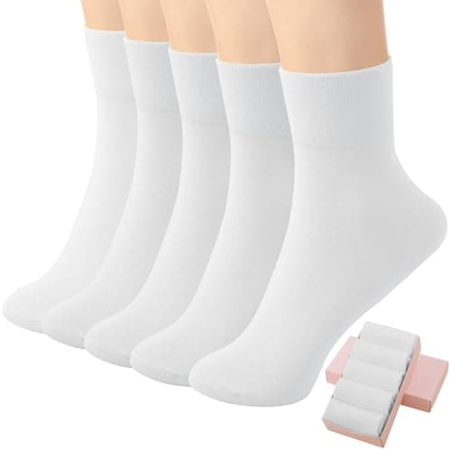 HUGSWEET Thin Soft Cotton Crew Socks for Women Ankle above Bootie Socks Gifts for Women 5-10 Pairs - Image 1