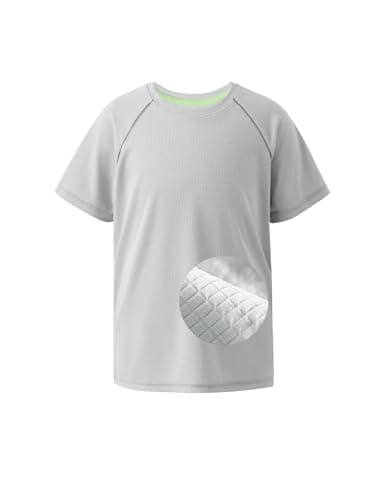 PATPAT Boys Performance T-Shirts with Breathable Air-Grid, Ultra Lightweight Short Sleeve Athletic Shirt for Active Kid Youth, Vapor Gray, US6/XS - Image 1