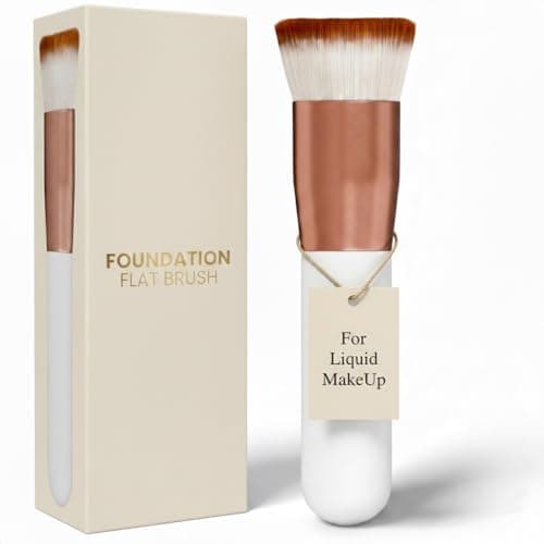 Liquid Foundation Brush for Makeup - Soft Flat Top Kabuki Foundation Brush with Dense Synthetic Bristles for Even Application of Liquid, Powder & Cream Cosmetics - Sturdy Wood & Aluminum Makeup Tools - Image 1