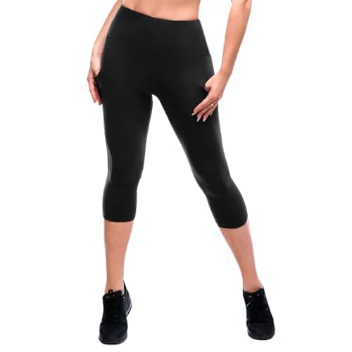 SINOPHANT High Waisted Leggings with Pockets Women, Full Length Capri Buttery Soft Stretchy Yoga Pants(Capri Black,XXL)