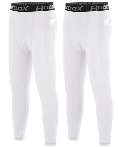 Roadbox Boys Compression Pants, Youth Athletic Sports Legging with Pocket, Base Layer Tights for Kids Running Football - Image 1
