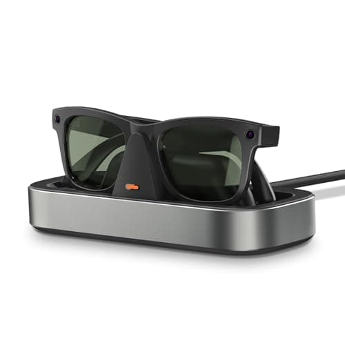 Charging Station for Meta Ray-Ban Glasses - Wayfarer, Skyler, Headliner & Oakley Meta HSTN Charger with LED Indicator (Titanium) - Image 1