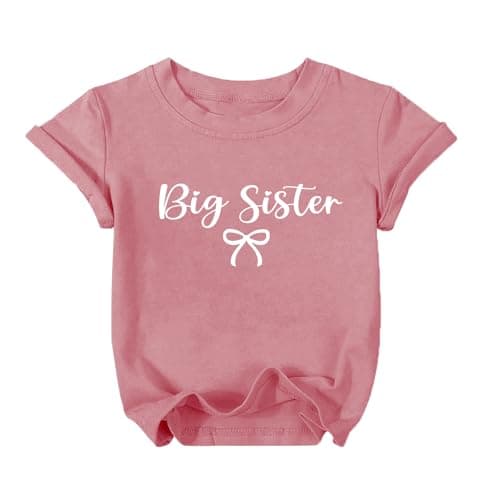 QIXYN Big Sister Little Sister Matching Outfits Toddler Girls Bow Shirts