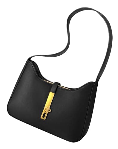 VAYOQON Small Black Purse for Women, Shoulder Bag PU Leather Handbag, Trendy Crescent Clutch with Zipper (Black) - Image 1
