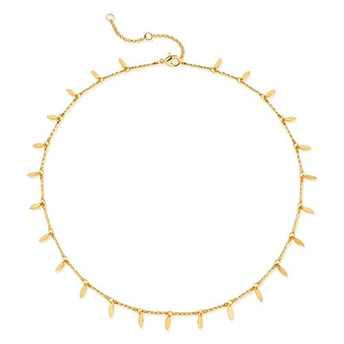 Valloey Rover Leaf Choker Necklace for Women 14k Gold Plated Dainty Short Chain Necklace Gift for Women - Image 1