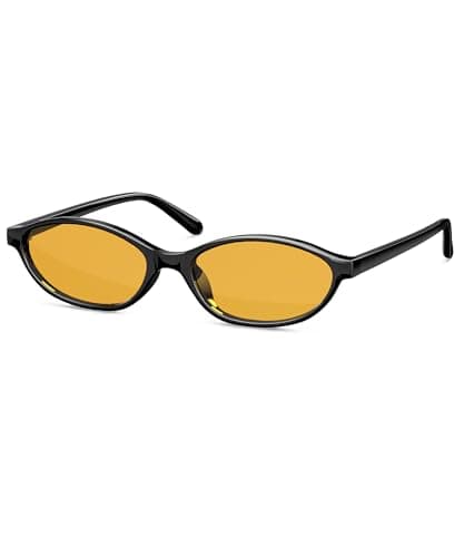 QALLY Retro Oval Womens Sunglasses Cat Eye Sunglasses for Women: Chic 90s Sunnies Lightweight Trendy UV protection Sun Glasses - Image 1