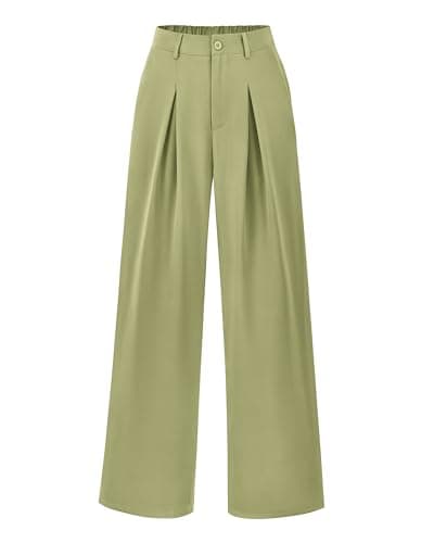 BTFBM Women High Waist Palazzo Pants Spring 2026 Casual Wide Leg Trousers Loose Work Office Business Suit Pant Pockets(Light Green, Medium) - Image 1
