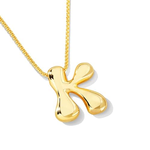 Lcherry Valentine's Day Gift Bubble Letter Necklace for Women, Initial Necklace for Women, Balloon Initial k Necklaces Valentine's Day Jewelry for Her - Image 1