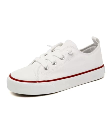 Toddler Little Kid Cushioned Canvas Shoes Slip On Sneakers Soft and Durable White - Image 1