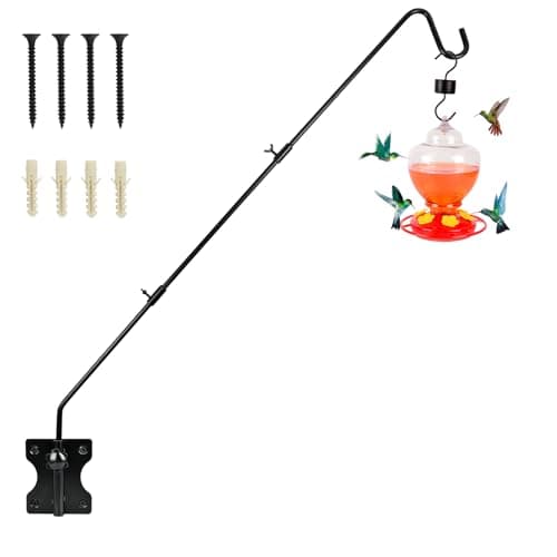 DAEHUI Deck Bird Feeder Hanger with 3in Clamp for Railing 41 Inch Bird Feeder Pole 360 Degree Swivel Plant Hooks for Hanging Baskets Wind Chime Lantern (1 Pack Wall Mounted Hook) - Image 1