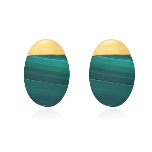 Milan Chiva 14K 18K Gold Plated Small Round Oval Button Minimal Stud Earrings for Women Trendy Christmas MCE-1009GN - Image 1