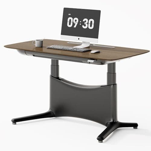 COLAMY Electric Standing Desk 55x28 Inch, Wobble-Free Dual Motor Sit Stand Up Home Office Computer Desk, One Piece Motorized Workstation Gamer Studio Table, Outlets & Footrest,Walnut Black - Image 1