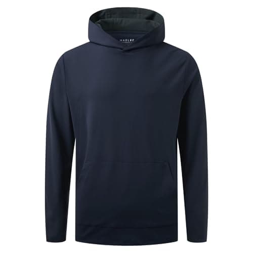 M MAELREG Boys'Pullover Hoodie Solid Lightweight Quick Dry Kids Long Sleeve Hooded Sweatshirts for Boys with Pocket Navy - Image 1