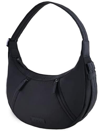 Prite Shoulder Bag Lightweight Crossbody Bag for Women Crescent Travel Purse with Adjustable Strap, Pockets and Key Leash (Black) - Image 1