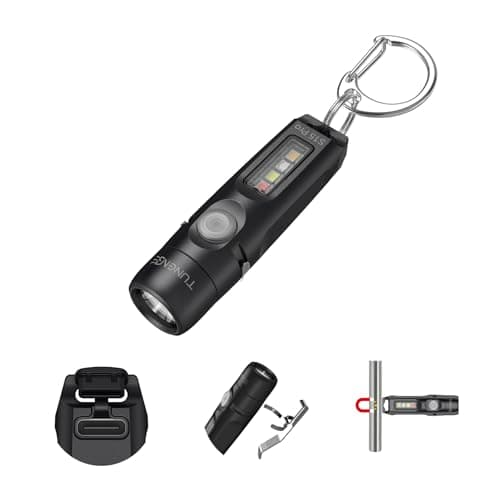 TUNENGE S15Pro Keychain Flashlight,750 High Lumen EDC Pocket Flashlight with Clip,USB C Rechargeable Mini Flashlight with Magnet,Suitable for Hiking, Camping, Repair(Black) - Image 1