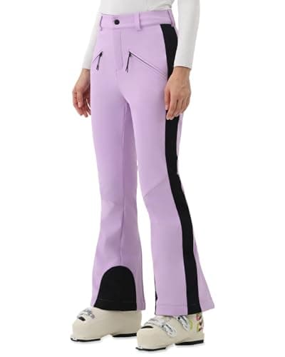 HIGH EXPERIENCE Womens Ski Pants Slim Fit Soft Shell Snow Fleece Lined Snowboard Fitted Insulated Waterproof Windproof Warm (Light Purple, Large) - Image 1