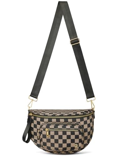BOSTANTEN Crossbody Bags for Women Cross Body Purse Checkered Bum Bag, Large Diaper Purse for Moms, Perfect for Work/Travel - Image 1