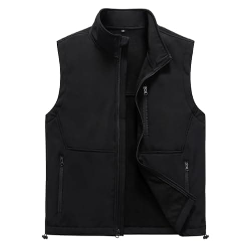 Msmsse Men's Winter Softshell Standing Collar Outerwear Sleeveless Jacket Lightweight Windproof Puffer Vests Black 2XL - Image 1