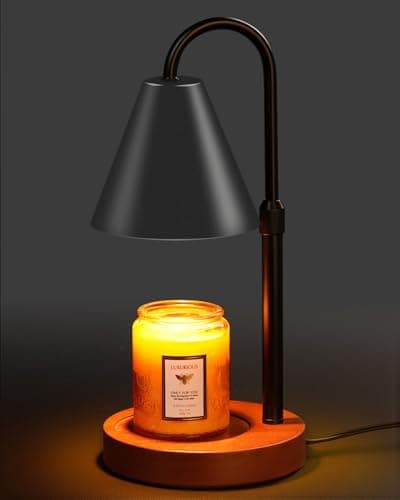 Funistree Candle Warmer Lamp with Timer Dimmable, Birthday Gifts for Women Mom, Adiustable Height Modern Candle Warmer Black Candle Lamp for Jar Candle, Home Decor Vintage Wax Warmer with 2 Bulbs - Image 1