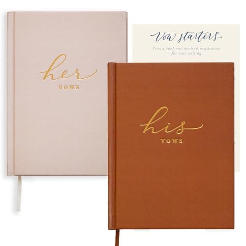 Wedding Vow Books His and Hers – Perfectly Sized, Hardcover Vow Booklets with Gold Foil Lettering – Vows Book Her & Him, Wedding Essentials Idea, Wedding Registry Gifts (Terracotta Blush, Gold) - Image 1