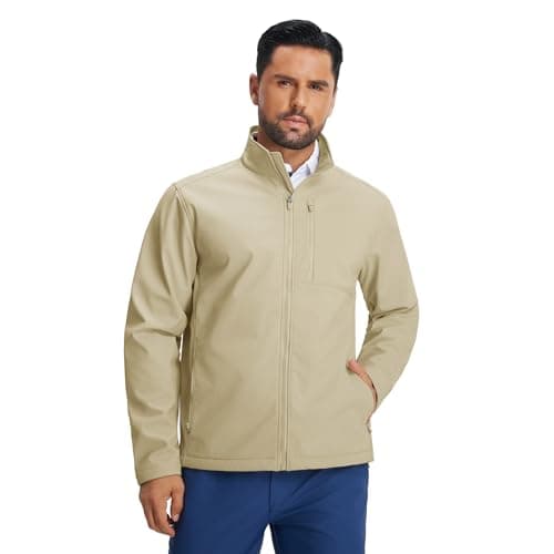 M MAELREG Fleece Lined Jacket Men Zip Up Water Resistant Softshell Golf Jackets Winter Coat Casual Work Windbreaker - Image 1