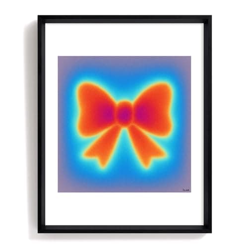 Framed Modern Abstract Thermal Bow Wall Art, 8x10 Inch Poster Print, Contemporary Artwork for Walls with Matte Black Metal Frame, Minimalist Wall Decor Picture for Bedroom Living Room Office Hallway - Image 1