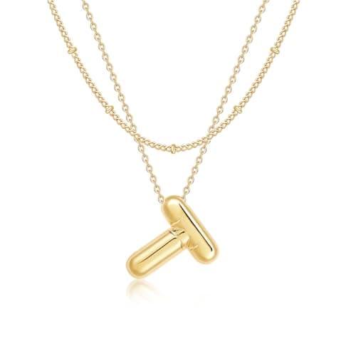 Lcherry Letter Necklace Chunky Balloon Initial T Necklaces Birthday Gifts for Women - Image 1