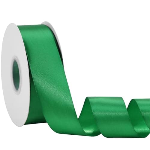 Green Ribbon 1 1/2 Inch x 50 Yards – Double Faced Christmas Satin Ribbon for Holiday Gift Wrapping, Crafts & Tree Decor - Image 1