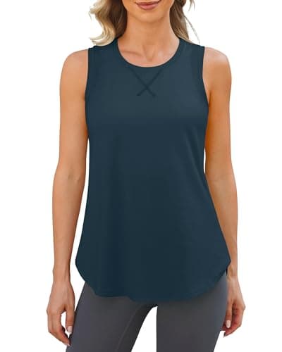 G4Free Runnig Tank Tops for Women Racerback Athletic Workout Top Gym High Neck Tank Lightweight Yoga Shirt Sleeveless (Navy,XS) - Image 1