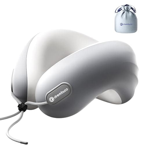 drembloo Neck Pillow Airplane, 100% Pure Memory Foam, Cooling Airplane Pillow, Travel Pillow, Travel Pillows for Airplanes, Plane Pillow, Flight, Gray - Image 1