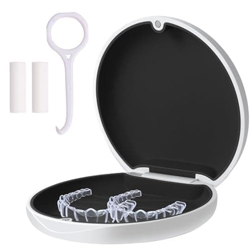 ACSKD Aligner Case, Slim Retainer Box for Travel, Retainer Case Compatible with Invisalign Aligners, Brace Storage Box with Aligner Removal Tool and Chew, White - Image 1